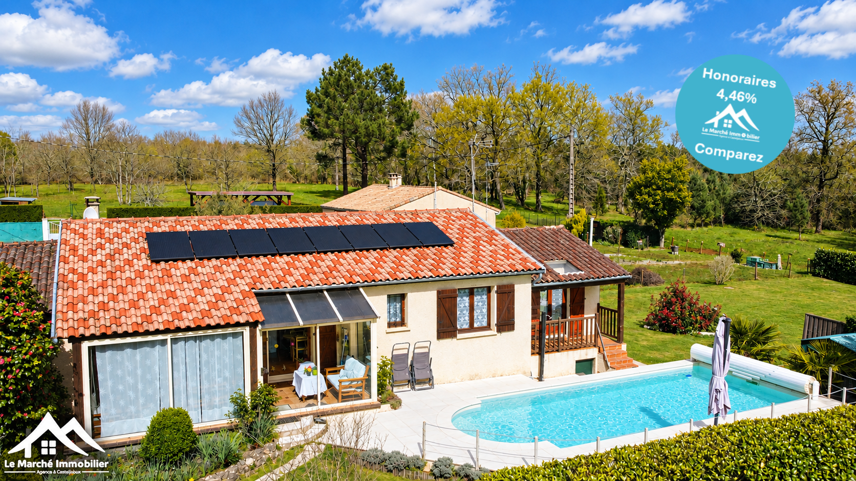 Maison familiale avec piscine et grand terrain arboré   Saint-Martin-Curton