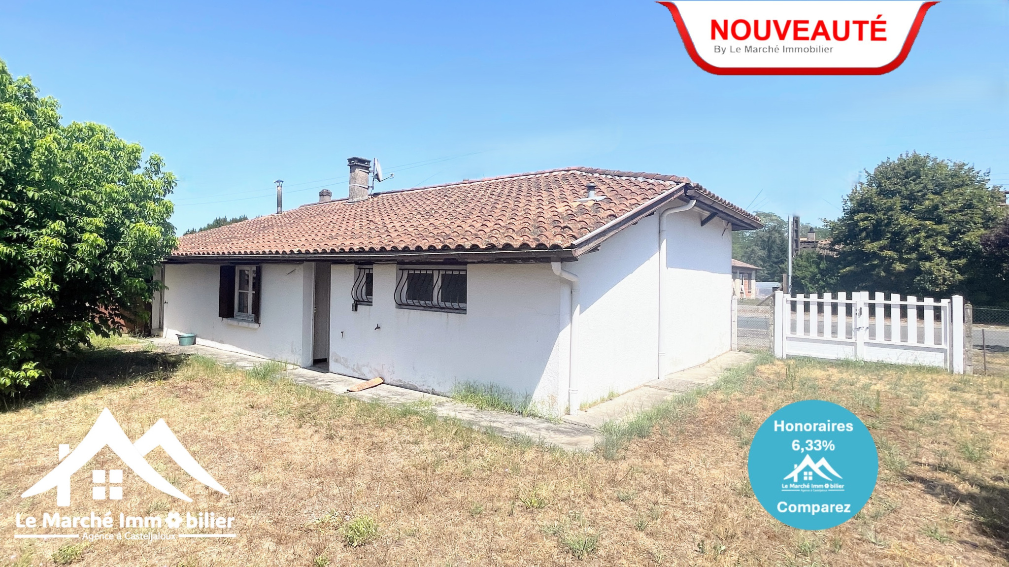 Maison de plain-pied avec grand terrain constructible   Houeillès