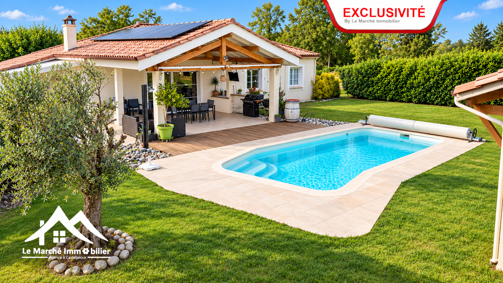 Villa familiale de plain pied avec piscine, dépendances et vaste espace de vie