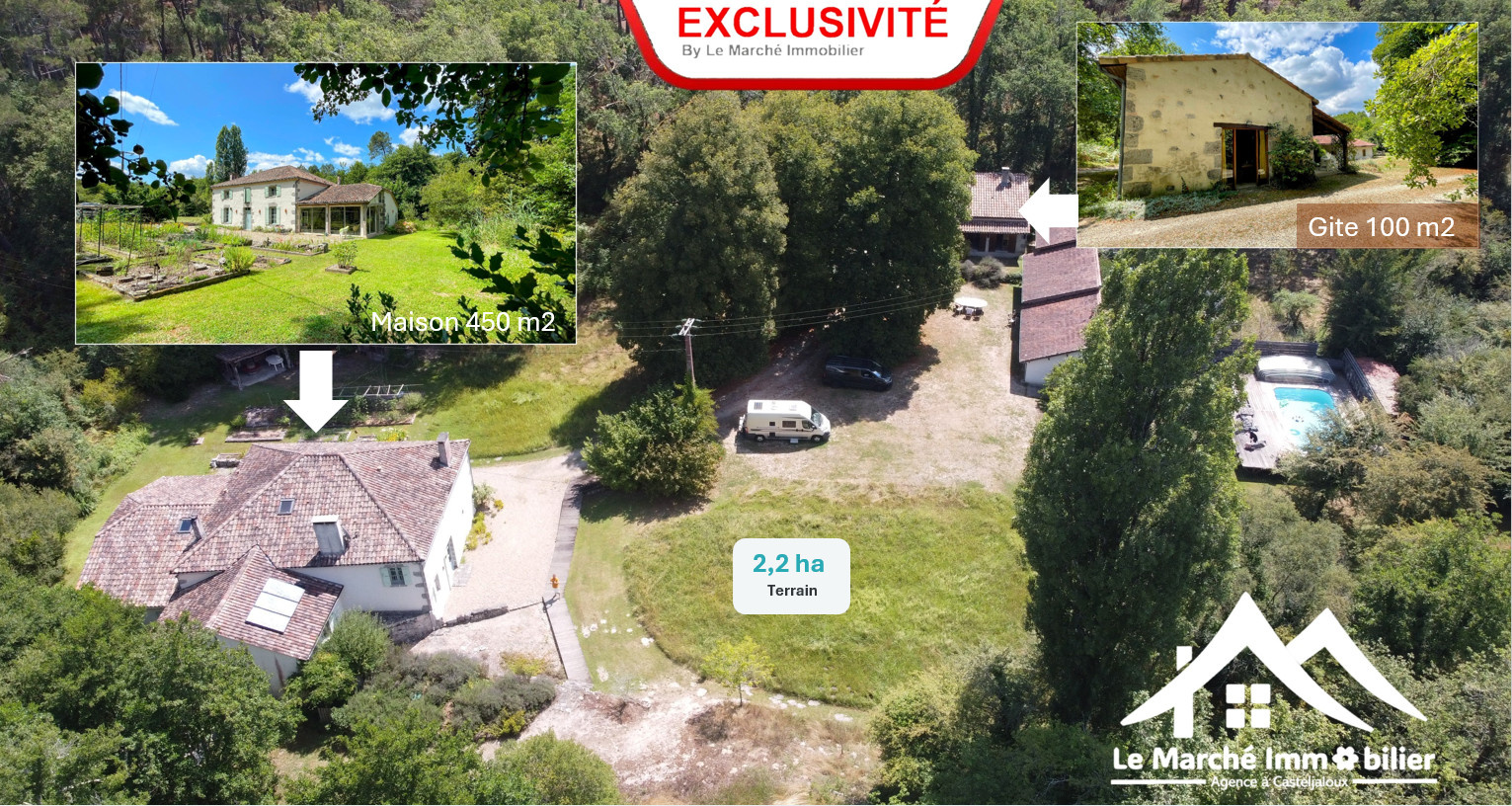 EXCLISIVITE -  Magnifique domaine avec Moulin et gite sur un terrain boisé de 2 hectares.